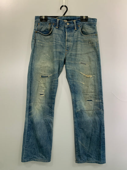 【現状渡し品】【メンズ】 RRL ダブルアールエル 21163 USA製 DAMAGE DENIM PANTS ダメージ デニムパンツ 156-260630-zi-14-min サイズ：34×34 カラー：インディゴ 万代Net店