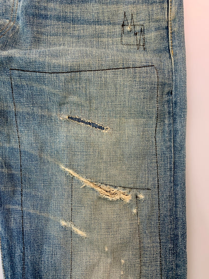 【現状渡し品】【メンズ】 RRL ダブルアールエル 21163 USA製 DAMAGE DENIM PANTS ダメージ デニムパンツ 156-260630-zi-14-min サイズ：34×34 カラー：インディゴ 万代Net店