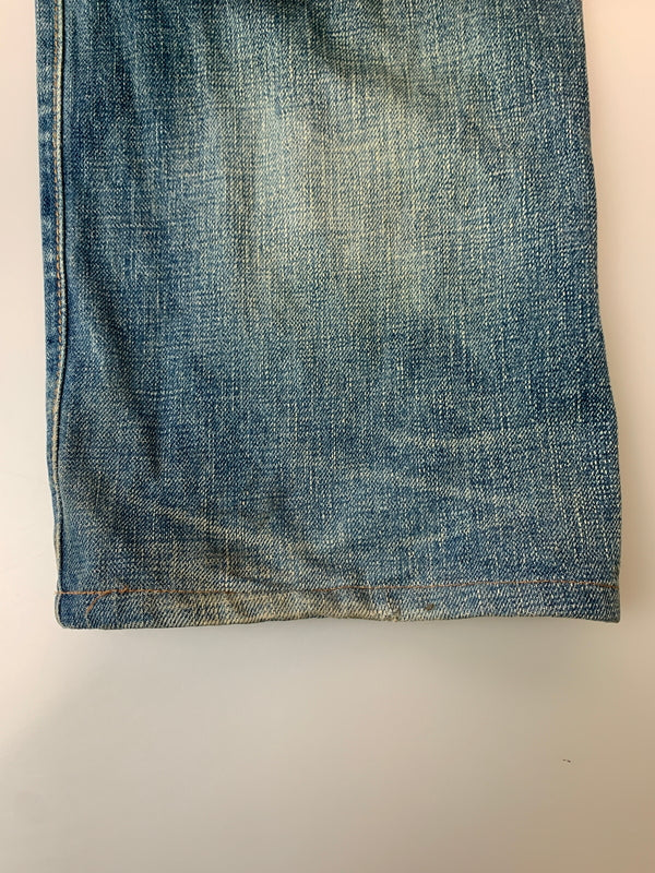 【現状渡し品】【メンズ】 RRL ダブルアールエル 21163 USA製 DAMAGE DENIM PANTS ダメージ デニムパンツ 156-260630-zi-14-min サイズ：34×34 カラー：インディゴ 万代Net店
