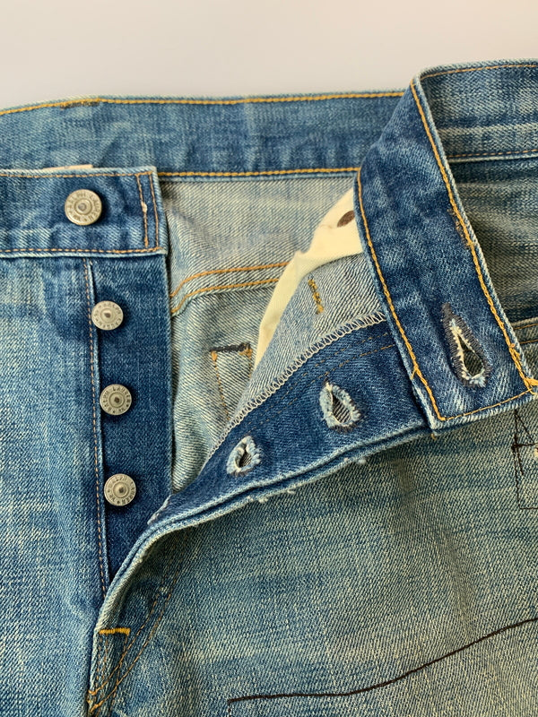 【現状渡し品】【メンズ】 RRL ダブルアールエル 21163 USA製 DAMAGE DENIM PANTS ダメージ デニムパンツ 156-260630-zi-14-min サイズ：34×34 カラー：インディゴ 万代Net店