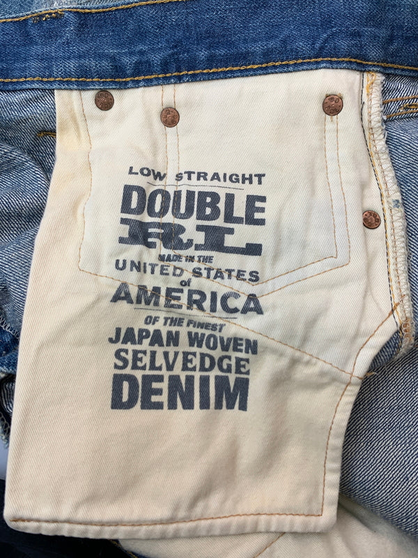 【現状渡し品】【メンズ】 RRL ダブルアールエル 21163 USA製 DAMAGE DENIM PANTS ダメージ デニムパンツ 156-260630-zi-14-min サイズ：34×34 カラー：インディゴ 万代Net店