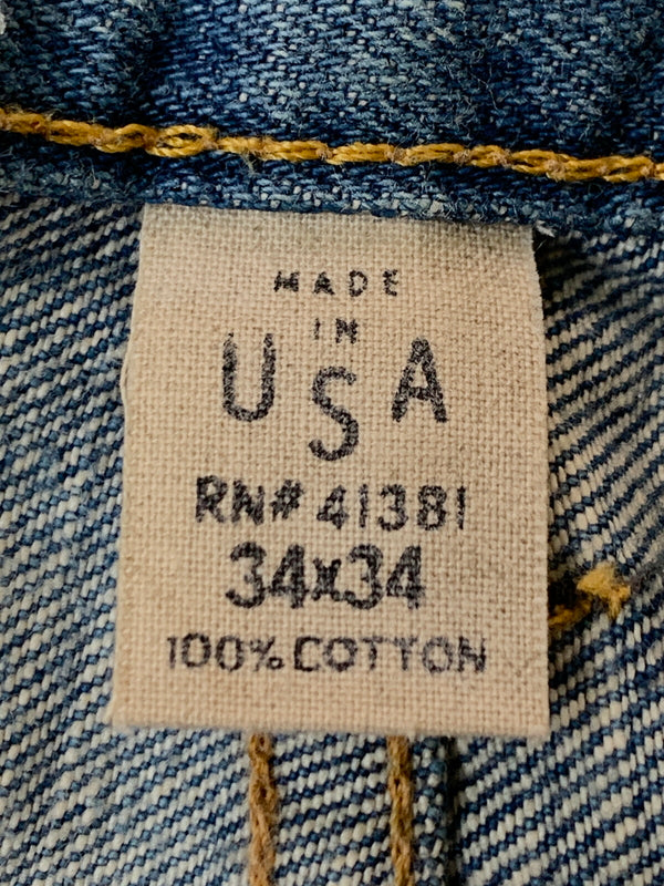 【現状渡し品】【メンズ】 RRL ダブルアールエル 21163 USA製 DAMAGE DENIM PANTS ダメージ デニムパンツ 156-260630-zi-14-min サイズ：34×34 カラー：インディゴ 万代Net店