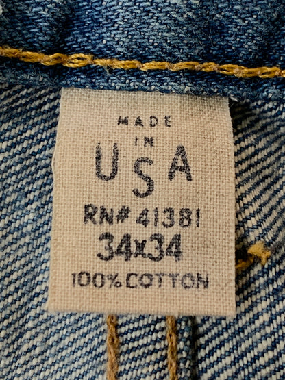 【現状渡し品】【メンズ】 RRL ダブルアールエル 21163 USA製 DAMAGE DENIM PANTS ダメージ デニムパンツ 156-260630-zi-14-min サイズ：34×34 カラー：インディゴ 万代Net店