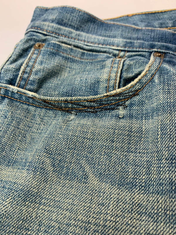 【現状渡し品】【メンズ】 RRL ダブルアールエル 21163 USA製 DAMAGE DENIM PANTS ダメージ デニムパンツ 156-260630-zi-14-min サイズ：34×34 カラー：インディゴ 万代Net店
