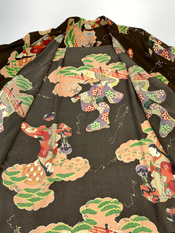 【中古品】【メンズ】 SUN SURF サンサーフ RAYON S/S SPECIAL EDITION SUN BROS & CO OLDEN DAY BEAUTIES SS34177 レーヨン ショートスリーブシャツ 半袖シャツ トップス 145-260701-yn-22-min サイズ：S カラー：ブラウン 万代Net店