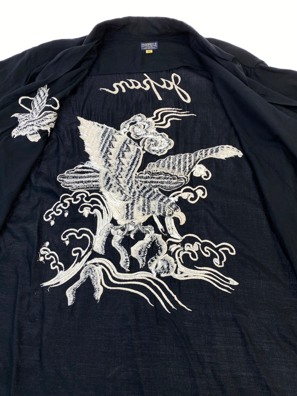 【中古品】【メンズ】 TOYO ENTERPRISE 東洋エンタープライズ S/S SUKA RAYON SHIRT TT31748 ショートスリーブ スカ レーヨンシャツ 鷲刺繍 半袖シャツ トップス 145-260701-yn-23-min サイズ：M カラー：ブラック 万代Net店