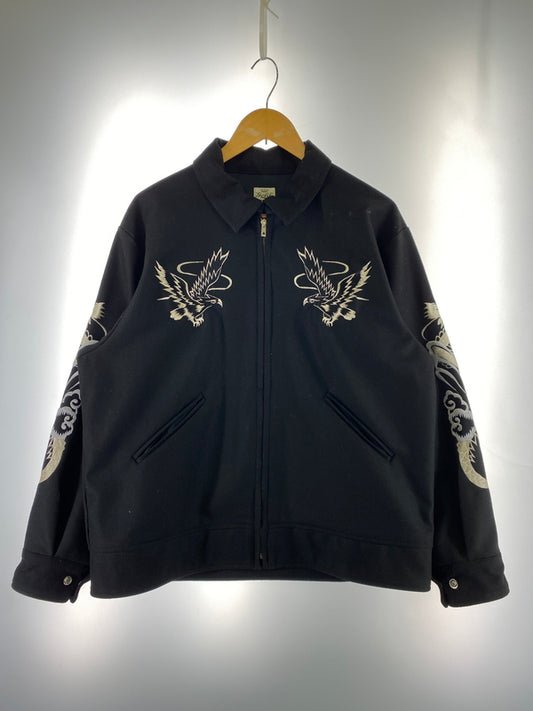 【中古品】【メンズ】 GOLD ゴールド WOOL MELTON SOUVENIRJACKET WHITE EAGLE EXCLUSIVE GL15359 ウールメルトンスーベニアジャケット アウター 145-260701-yn-24-min サイズ：L カラー：ブラック 万代Net店