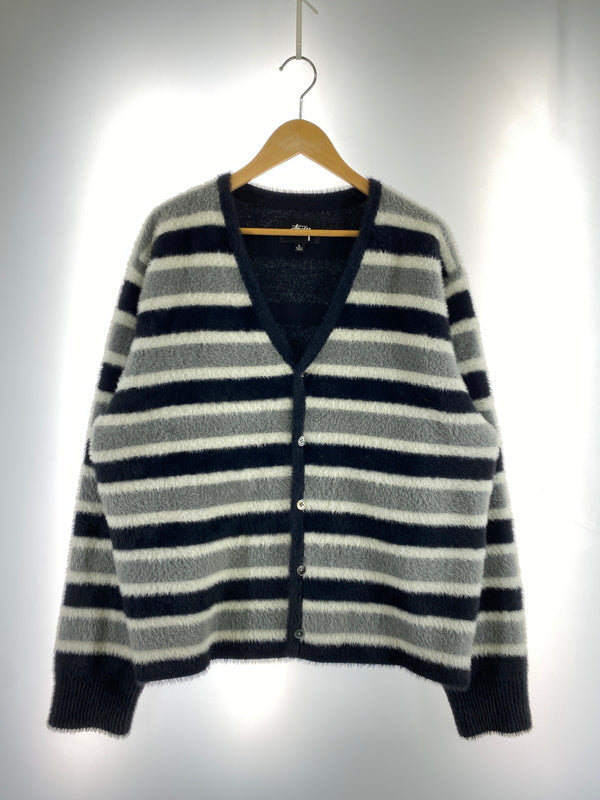 【中古品】【メンズ】 STUSSY ステューシー SHAGGY CARDIGAN シャギーカーディガン トップス 142-260701-yn-14-min サイズ：L カラー：ブラック/グレー/ホワイト 万代Net店