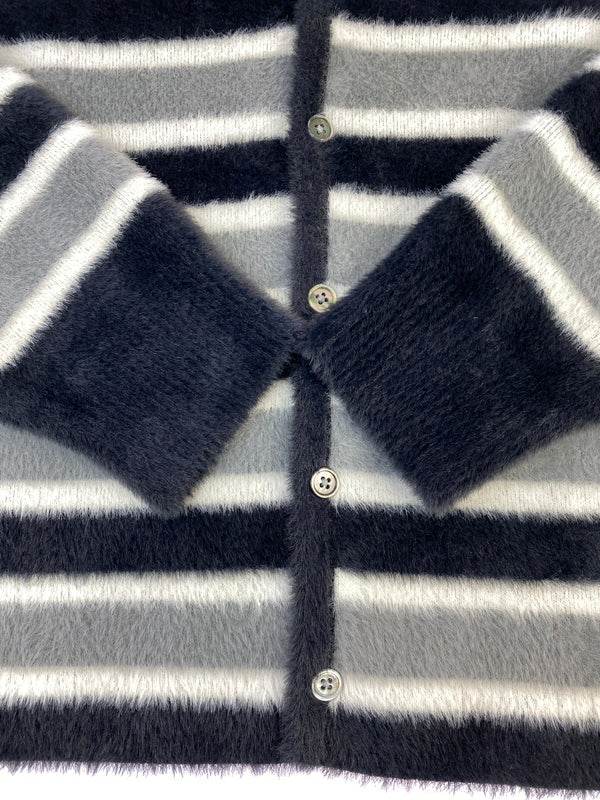 【中古品】【メンズ】 STUSSY ステューシー SHAGGY CARDIGAN シャギーカーディガン トップス 142-260701-yn-14-min サイズ：L カラー：ブラック/グレー/ホワイト 万代Net店