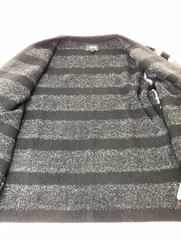【中古品】【メンズ】 STUSSY ステューシー SHAGGY CARDIGAN シャギーカーディガン トップス 142-260701-yn-14-min サイズ：L カラー：ブラック/グレー/ホワイト 万代Net店