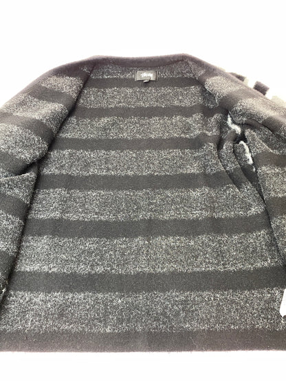【中古品】【メンズ】 STUSSY ステューシー SHAGGY CARDIGAN シャギーカーディガン トップス 142-260701-yn-14-min サイズ：L カラー：ブラック/グレー/ホワイト 万代Net店