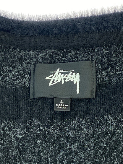【中古品】【メンズ】 STUSSY ステューシー SHAGGY CARDIGAN シャギーカーディガン トップス 142-260701-yn-14-min サイズ：L カラー：ブラック/グレー/ホワイト 万代Net店