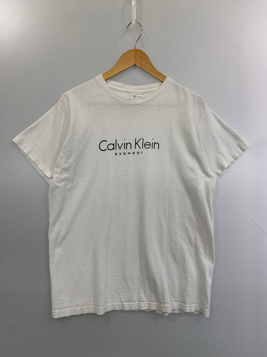 【現状渡し品】【メンズ】 CALVIN KLEIN カルバンクライン EYEWEAR 90S LOGO TEE ショートスリーブ 半袖Tシャツ ヴィンテージ 141-260711-AS-14-min サイズ：L カラー：ホワイト 万代Net店