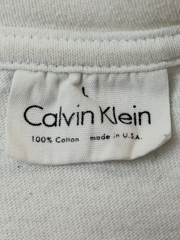【現状渡し品】【メンズ】 CALVIN KLEIN カルバンクライン EYEWEAR 90S LOGO TEE ショートスリーブ 半袖Tシャツ ヴィンテージ 141-260711-AS-14-min サイズ：L カラー：ホワイト 万代Net店