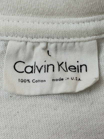 【現状渡し品】【メンズ】 CALVIN KLEIN カルバンクライン EYEWEAR 90S LOGO TEE ショートスリーブ 半袖Tシャツ ヴィンテージ 141-260711-AS-14-min サイズ：L カラー：ホワイト 万代Net店