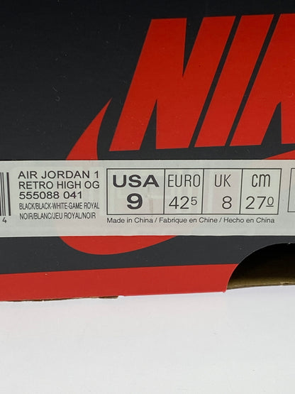 【中古品】【メンズ】 NIKE ナイキ AIR JORDAN 1 RETRO HIGH OG 555088-041 エアジョーダン 1 レトロ ハイ オリジナル スニーカー 靴 160-260701-yn-33-min サイズ：27.0cm US9 カラー：BLACK/BLACK-WHITE-GAME ROYAL 万代Net店