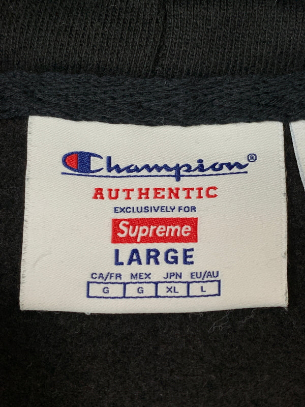【中古品】【メンズ】 SUPREME シュプリーム × CHAMPION チャンピオン 25SS HOODED SWEATSHIRT フーデッドスウェットシャツ 149-260630-zi-07-min サイズ：L カラー：ブラック 万代Net店