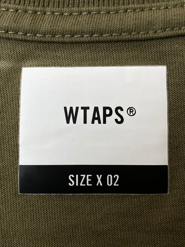 【中古品】【メンズ】 WTAPS ダブルタップス Ｖ TEE Tシャツ トップス 142-260630-zi-32-min サイズ：X02 カラー：グリーンカーキ 万代Net店