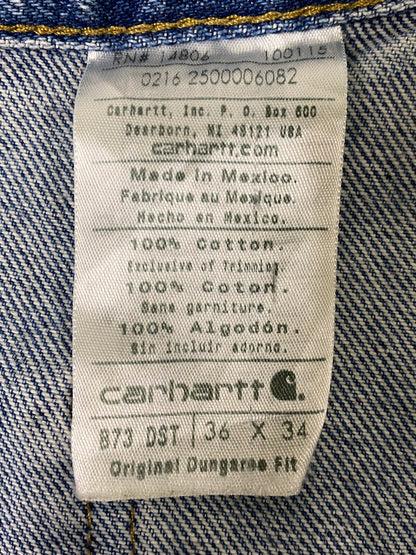 【中古品】【メンズ】 CARHARTT カーハート メキシコ製 ダブルニーデニムパンツ B73 DST メンズ デニム ボトムス 157-260702-hu-28-min サイズ：36×34 カラー：ブルーインディゴ 万代Net店
