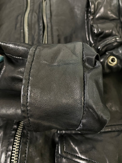 【中古品】【メンズ】 KEATON CHASE キートンチェイス LEATHER JACKET レザージャケット メンズ アウター 革ジャン 145-260702-hu-27-min サイズ：M カラー：ブラック 万代Net店