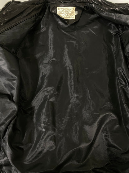 【中古品】【メンズ】 KEATON CHASE キートンチェイス LEATHER JACKET レザージャケット メンズ アウター 革ジャン 145-260702-hu-27-min サイズ：M カラー：ブラック 万代Net店