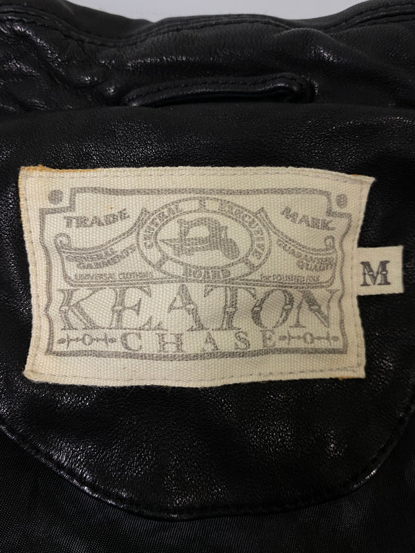 【中古品】【メンズ】 KEATON CHASE キートンチェイス LEATHER JACKET レザージャケット メンズ アウター 革ジャン 145-260702-hu-27-min サイズ：M カラー：ブラック 万代Net店