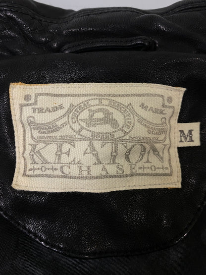 【中古品】【メンズ】 KEATON CHASE キートンチェイス LEATHER JACKET レザージャケット メンズ アウター 革ジャン 145-260702-hu-27-min サイズ：M カラー：ブラック 万代Net店