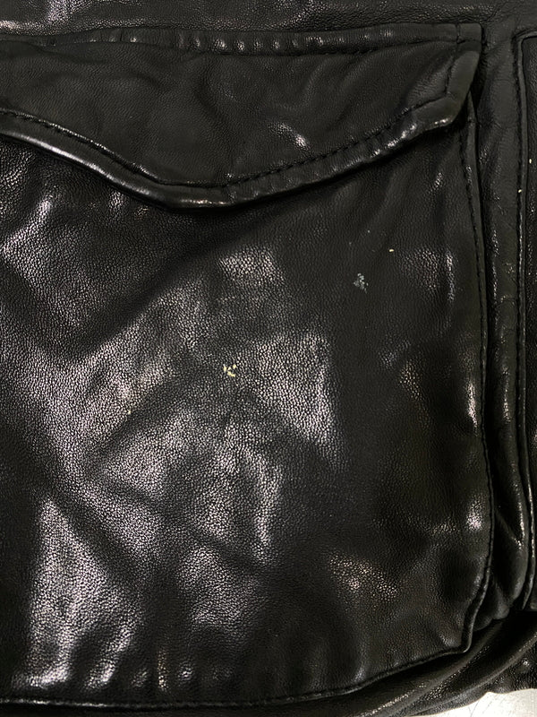 【中古品】【メンズ】 KEATON CHASE キートンチェイス LEATHER JACKET レザージャケット メンズ アウター 革ジャン 145-260702-hu-27-min サイズ：M カラー：ブラック 万代Net店