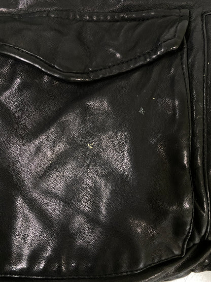【中古品】【メンズ】 KEATON CHASE キートンチェイス LEATHER JACKET レザージャケット メンズ アウター 革ジャン 145-260702-hu-27-min サイズ：M カラー：ブラック 万代Net店