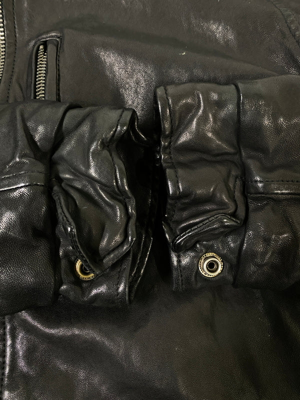 【中古品】【メンズ】 KEATON CHASE キートンチェイス LEATHER JACKET レザージャケット メンズ アウター 革ジャン 145-260702-hu-27-min サイズ：M カラー：ブラック 万代Net店