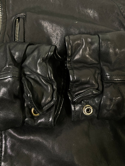 【中古品】【メンズ】 KEATON CHASE キートンチェイス LEATHER JACKET レザージャケット メンズ アウター 革ジャン 145-260702-hu-27-min サイズ：M カラー：ブラック 万代Net店