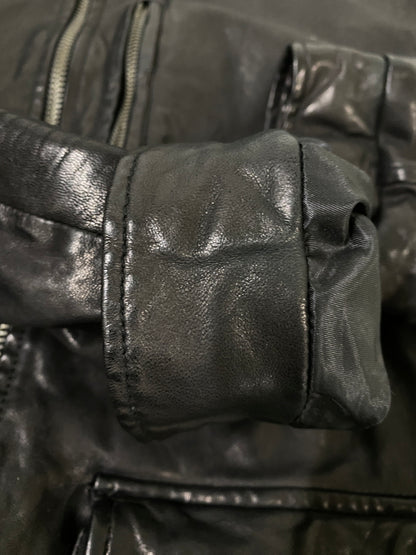 【中古品】【メンズ】 KEATON CHASE キートンチェイス LEATHER JACKET レザージャケット メンズ アウター 革ジャン 145-260702-hu-27-min サイズ：M カラー：ブラック 万代Net店
