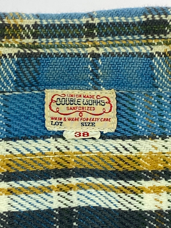 【中古品】【メンズ】 DUBBLE WORKS ダブルワークス ヘビーネルシャツ メンズ 長袖 チェック 145-260703-hu-14-min サイズ：38 カラー：ライトブルー/イエロー/ホワイト（チェック） 万代Net店