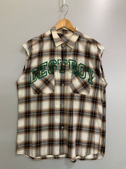【中古品】【メンズ】 VANDALIZE ヴァンダライズ 90-00S CUT OFF CHECK SHIRT 90－2000年代 カットオフ チェックシャツ トップス 140-260707-jt-04-min サイズ：サイズ不明 下記参照 カラー：ブラウン/ホワイト／ブラック チェック 万代Net店