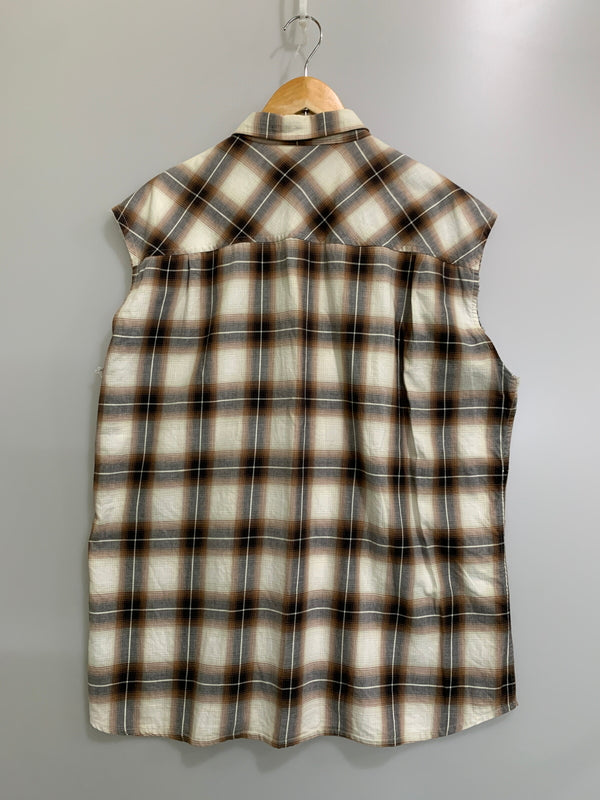 【中古品】【メンズ】 VANDALIZE ヴァンダライズ 90-00S CUT OFF CHECK SHIRT 90－2000年代 カットオフ チェックシャツ トップス 140-260707-jt-04-min サイズ：サイズ不明 下記参照 カラー：ブラウン/ホワイト／ブラック チェック 万代Net店