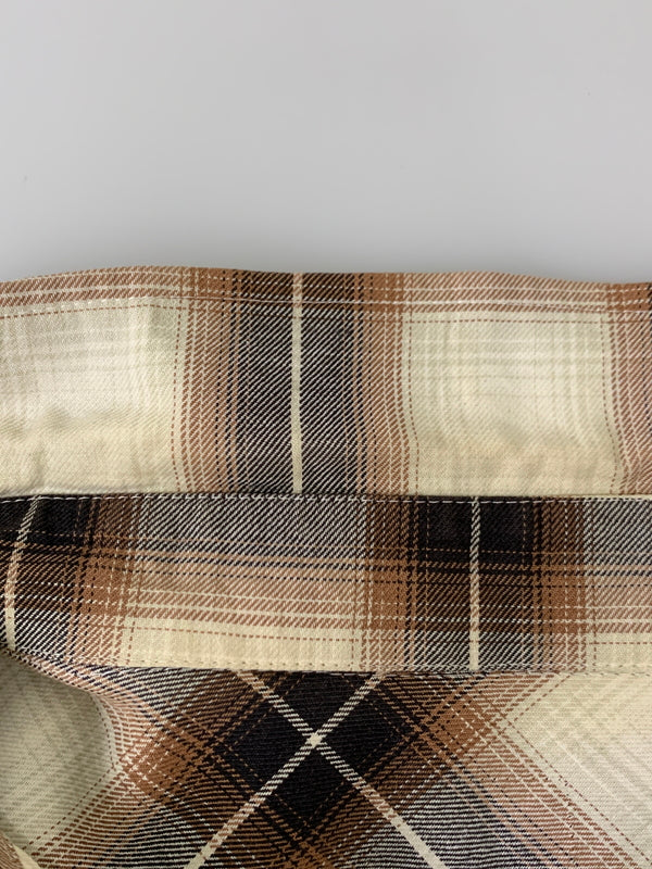 【中古品】【メンズ】 VANDALIZE ヴァンダライズ 90-00S CUT OFF CHECK SHIRT 90－2000年代 カットオフ チェックシャツ トップス 140-260707-jt-04-min サイズ：サイズ不明 下記参照 カラー：ブラウン/ホワイト／ブラック チェック 万代Net店