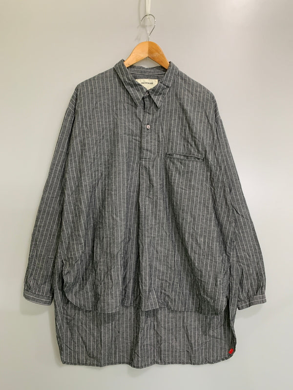 【中古品】【メンズ】 ANACHRONORM アナクロノーム PULLOVER STRIPE SHIRT プルオーバー ストライプシャツ 長袖シャツ メンズ トップス 140-260706-KS-33-min サイズ：03/36 カラー：グレー 万代Net店