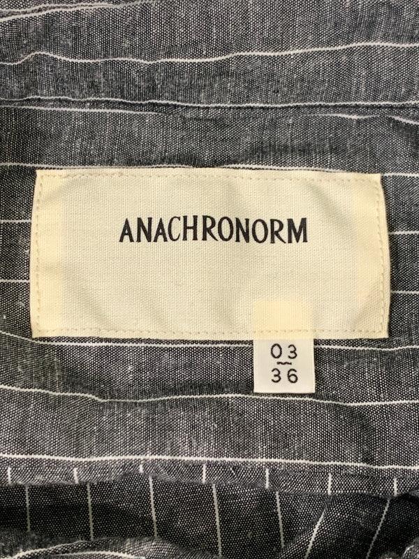 【中古品】【メンズ】 ANACHRONORM アナクロノーム PULLOVER STRIPE SHIRT プルオーバー ストライプシャツ 長袖シャツ メンズ トップス 140-260706-KS-33-min サイズ：03/36 カラー：グレー 万代Net店