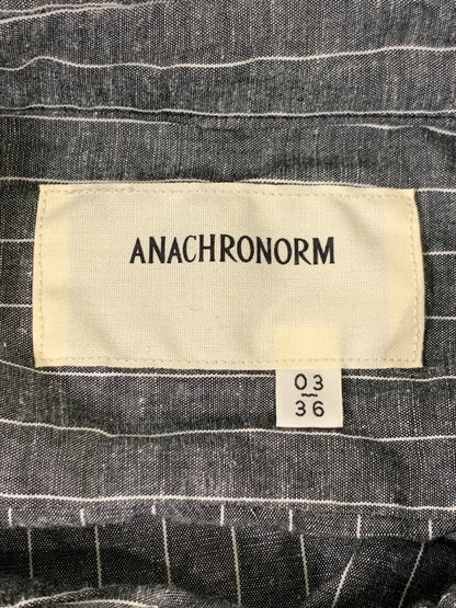 【中古品】【メンズ】 ANACHRONORM アナクロノーム PULLOVER STRIPE SHIRT プルオーバー ストライプシャツ 長袖シャツ メンズ トップス 140-260706-KS-33-min サイズ：03/36 カラー：グレー 万代Net店