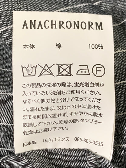 【中古品】【メンズ】 ANACHRONORM アナクロノーム PULLOVER STRIPE SHIRT プルオーバー ストライプシャツ 長袖シャツ メンズ トップス 140-260706-KS-33-min サイズ：03/36 カラー：グレー 万代Net店