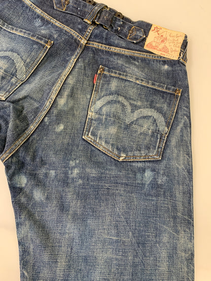 【現状渡し品】【メンズ】 EVISU エヴィス DOUBLE KNEE DENIM PANTS LOT.2513 ダブルニー デニムパンツ メンズ ボトムス 156-260706-KS-27-min サイズ：W32 L35 カラー：ブルー 万代Net店