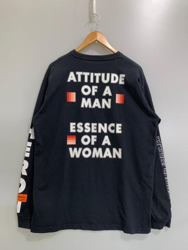 【中古品】【メンズ】 HERON PRESTON ヘロン プレストン B&W SKULL LS TEE HMAB002F18600022 スカル エルエス ティー 長袖Tシャツ メンズ トップス 142-260706-KS-35-min サイズ：M カラー：ブラック 万代Net店