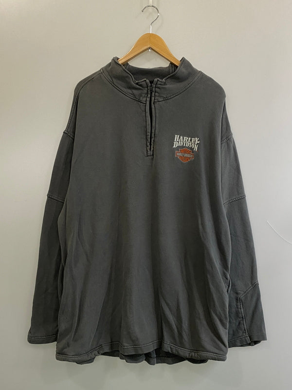 【中古品】【メンズ】 HARLEY-DAVIDSON ハーレーダビッドソン LS HALF ZIP SWEAT SHIRT ロングスリーブ ハーフ ジップ スウェット シャツ トレーナー 長袖 146-260724-hu-11-min サイズ：XL カラー：グレー 万代Net店