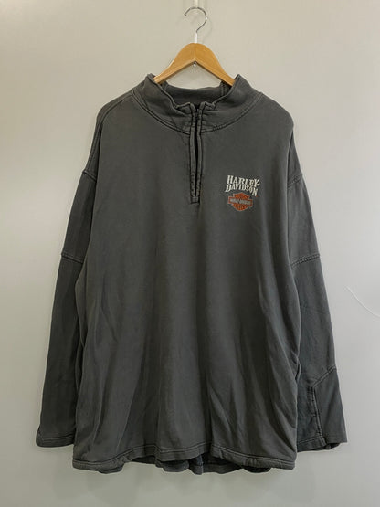 【中古品】【メンズ】 HARLEY-DAVIDSON ハーレーダビッドソン LS HALF ZIP SWEAT SHIRT ロングスリーブ ハーフ ジップ スウェット シャツ トレーナー 長袖 146-260724-hu-11-min サイズ：XL カラー：グレー 万代Net店