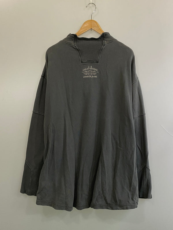 【中古品】【メンズ】 HARLEY-DAVIDSON ハーレーダビッドソン LS HALF ZIP SWEAT SHIRT ロングスリーブ ハーフ ジップ スウェット シャツ トレーナー 長袖 146-260724-hu-11-min サイズ：XL カラー：グレー 万代Net店
