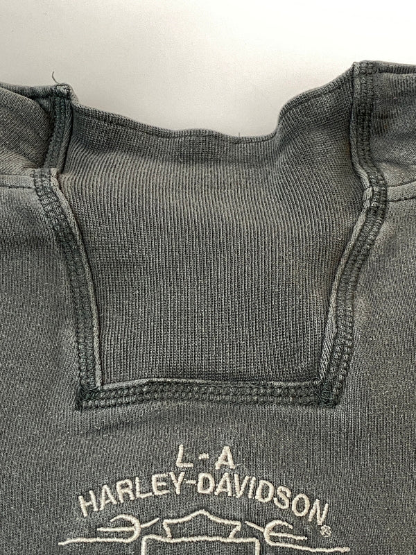 【中古品】【メンズ】 HARLEY-DAVIDSON ハーレーダビッドソン LS HALF ZIP SWEAT SHIRT ロングスリーブ ハーフ ジップ スウェット シャツ トレーナー 長袖 146-260724-hu-11-min サイズ：XL カラー：グレー 万代Net店