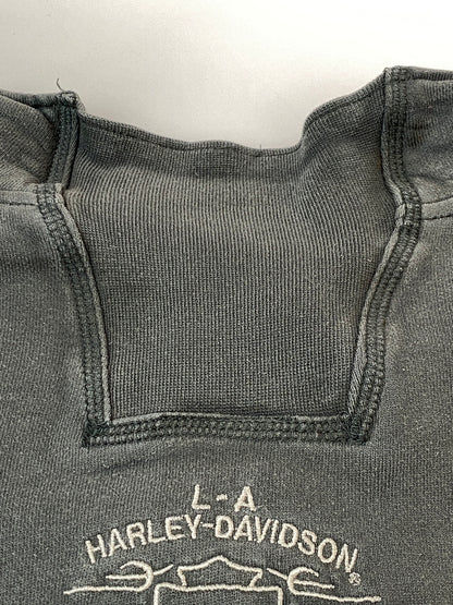 【中古品】【メンズ】 HARLEY-DAVIDSON ハーレーダビッドソン LS HALF ZIP SWEAT SHIRT ロングスリーブ ハーフ ジップ スウェット シャツ トレーナー 長袖 146-260724-hu-11-min サイズ：XL カラー：グレー 万代Net店