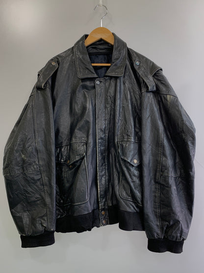 【現状渡し品】【メンズ】 USED ユーズド LEATHER ZIP UP JACKET レザー ジップアップ ジャケット メンズ アウター 革ジャン 146-260709-hu-14-min サイズ：XL カラー：ブラック 万代Net店