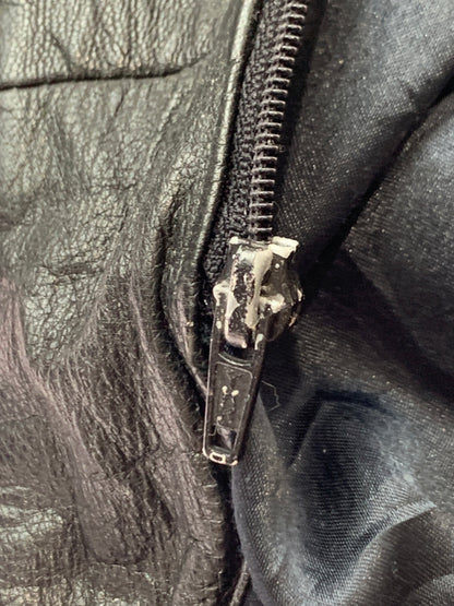 【現状渡し品】【メンズ】 USED ユーズド LEATHER ZIP UP JACKET レザー ジップアップ ジャケット メンズ アウター 革ジャン 146-260709-hu-14-min サイズ：XL カラー：ブラック 万代Net店