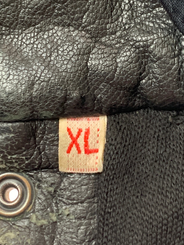【現状渡し品】【メンズ】 USED ユーズド LEATHER ZIP UP JACKET レザー ジップアップ ジャケット メンズ アウター 革ジャン 146-260709-hu-14-min サイズ：XL カラー：ブラック 万代Net店
